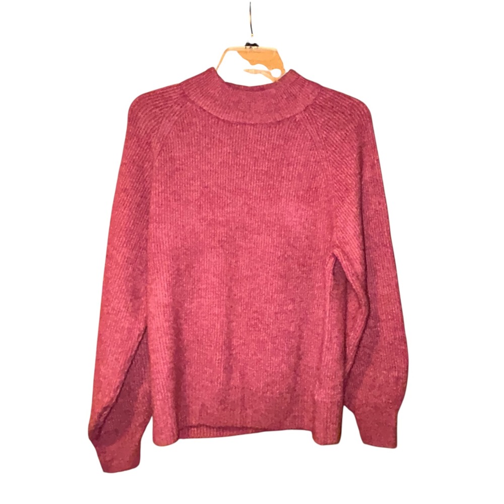 GAP Womens Forever Cozy Mock Neck Ribbed Knit Sweater Raspberry Ice Size‎ XS
